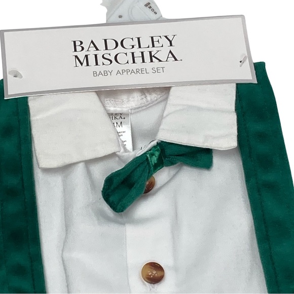 Badgley Mischka Boys Velour Pants With Suspenders Long Sleeve Shirt Size 18/24 M - Picture 3 of 11